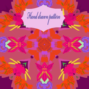 Çiçek motifi dairesel dikişsiz desen, sadece vektör illüstrasyon