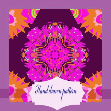 Çiçek dairesel desenli kart, sadece vektör illüstrasyon