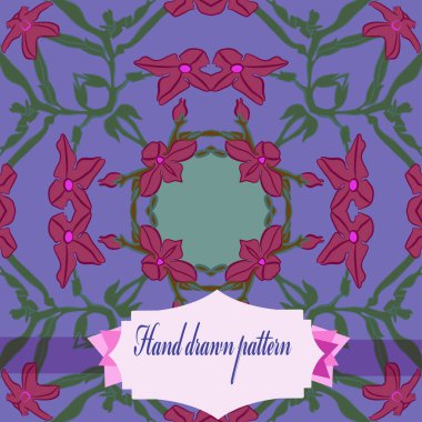 Çiçek motifi dairesel desenli kart, sadece vektör illüstrasyon