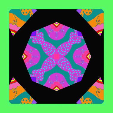 Çiçek dairesel desenli kart, sadece vektör illüstrasyon