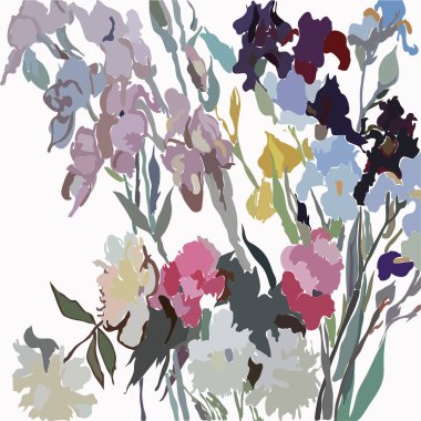 Soyut basit çiçekler ve yaprakları Dikişsiz desen