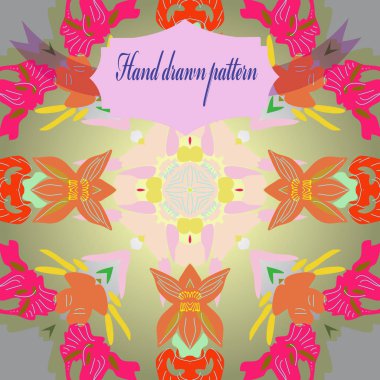 Çiçek motifi dairesel dikişsiz desen, sadece vektör illüstrasyon