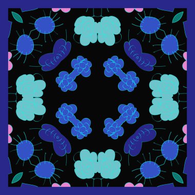 Çiçek motifli renkli dairesel desen kartı