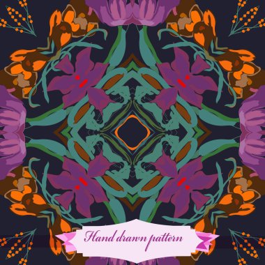 Çiçek motifinin dairesel dikişsiz deseni  