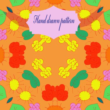 Renkli çiçek motifinin dairesel dikişsiz deseni