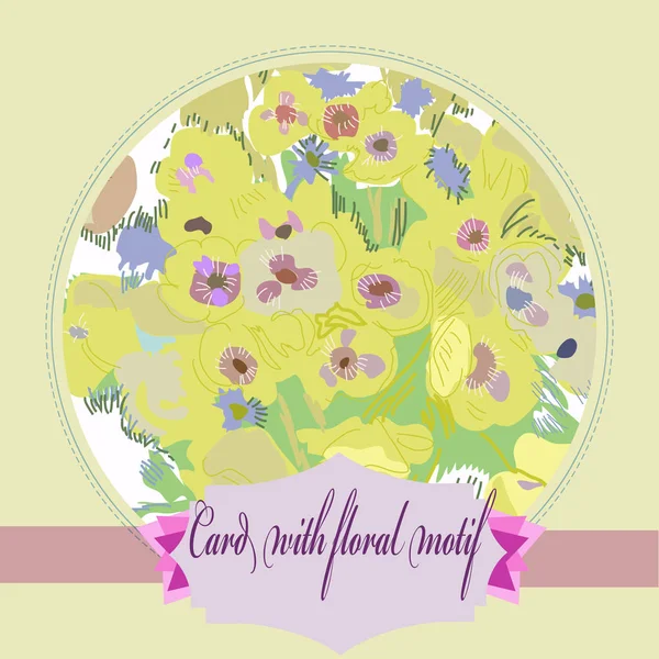 Kaart Met Florale Ornament Van Eshsholtsiya California Label Een Witte — Stockvector