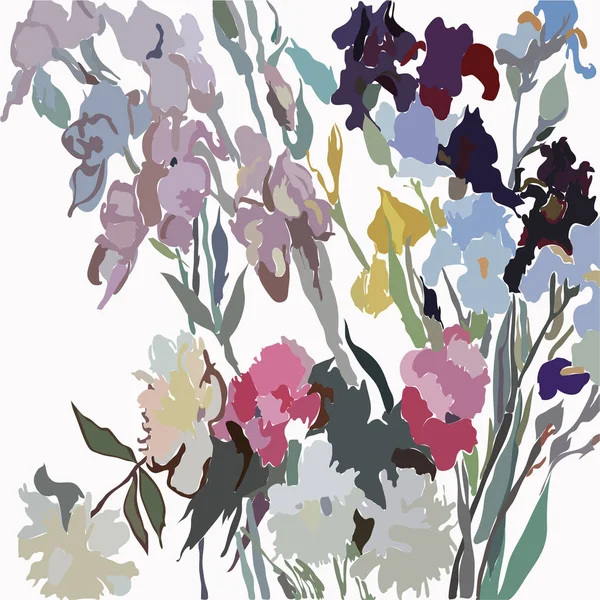 Soyut basit çiçekler ve yaprakları Dikişsiz desen