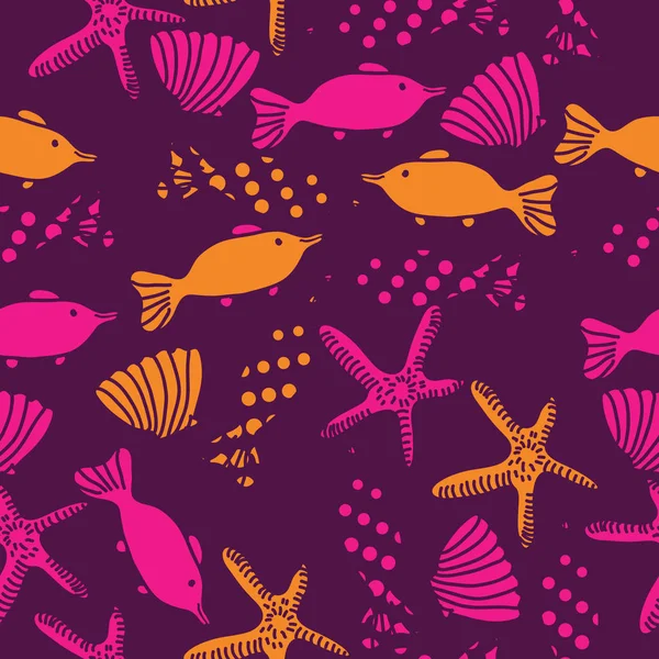 Modèle Sans Couture Poissons Simples Abstraits — Image vectorielle