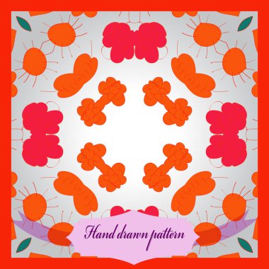 Çiçek motifli renkli dairesel desen kartı