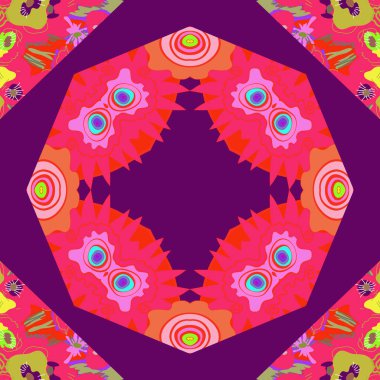 Çiçek motifleri dairesel dikişsiz desen, sadece vektör illüstrasyon