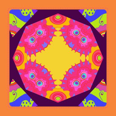 Çiçek motifli dairesel dikişsiz desen, fotokopi alanı