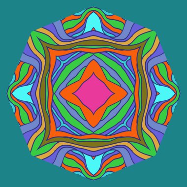 Renkli çizgili motifin dairesel deseni, yıldız.