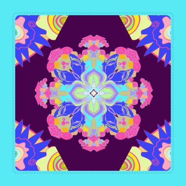 Çiçek dairesel desenli kart, sadece vektör illüstrasyon