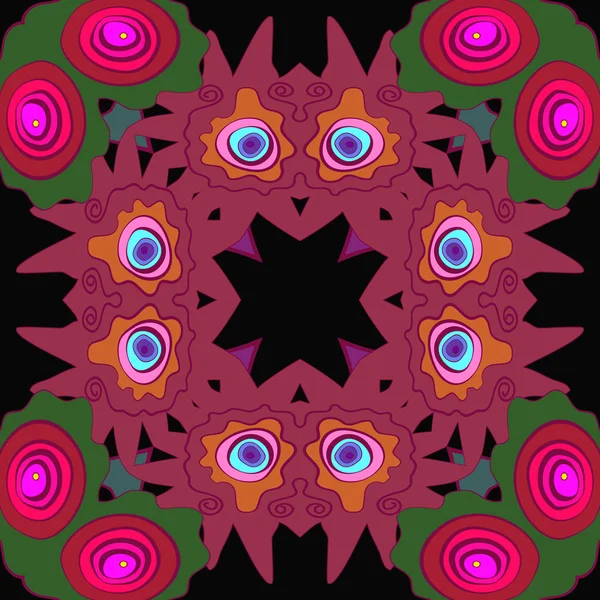 Cirkulärt Sömlöst Mönster Färgat Blommotiv — Stock vektor