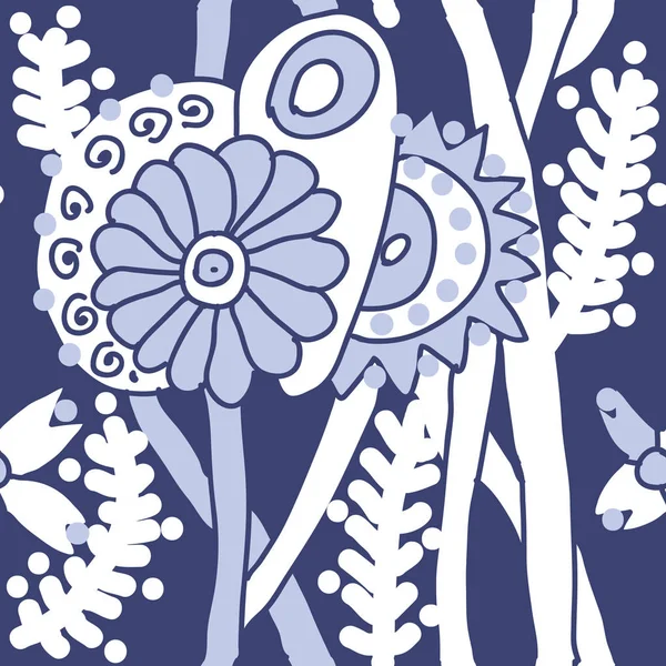 Patrón Flores Estilizadas Para Fondo Ilustración Vectorial — Archivo Imágenes Vectoriales