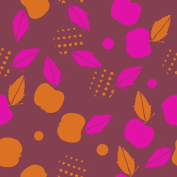 无缝模式与苹果和叶子 — 图库矢量图片
