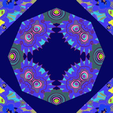 Çiçek motifleri dairesel dikişsiz desen, sadece vektör illüstrasyon