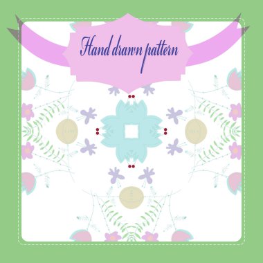 Yuvarlak dikdörtgen üzerinde çiçek deseni kartı, etiket.  