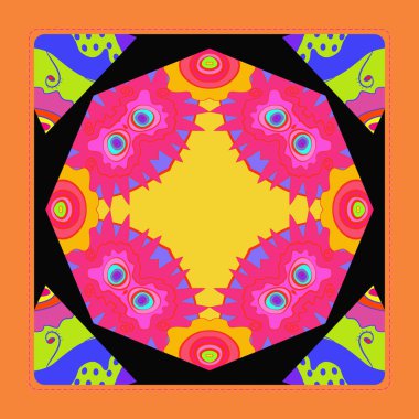 Çiçek motifli dairesel dikişsiz desen, fotokopi alanı