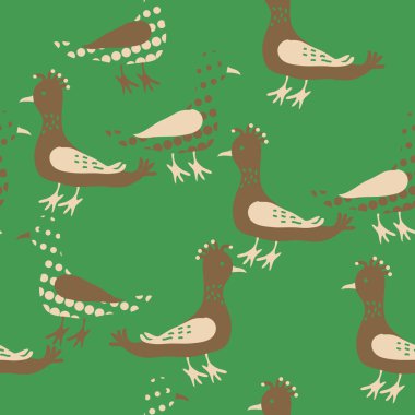 Renkli kuşlar, vektör arka plan ile dikişsiz desen