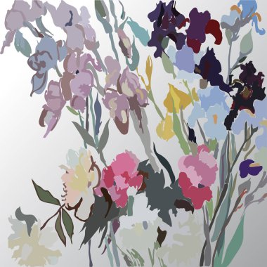 Soyut basit çiçekler ve yaprakları Dikişsiz desen