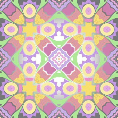 Renkli çiçek motifinin dairesel dikişsiz deseni