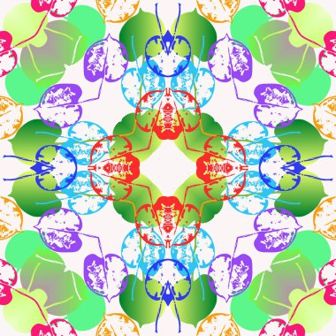 Renkli çiçek motifinin dairesel dikişsiz deseni