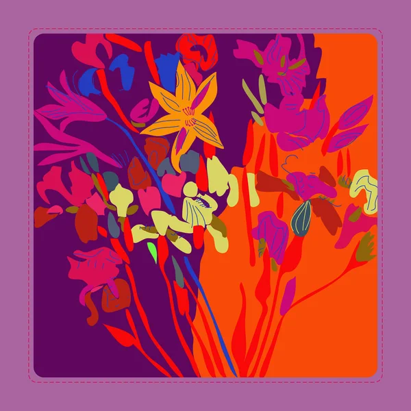 设置卡与花卉图案 色彩空间 — 图库矢量图片