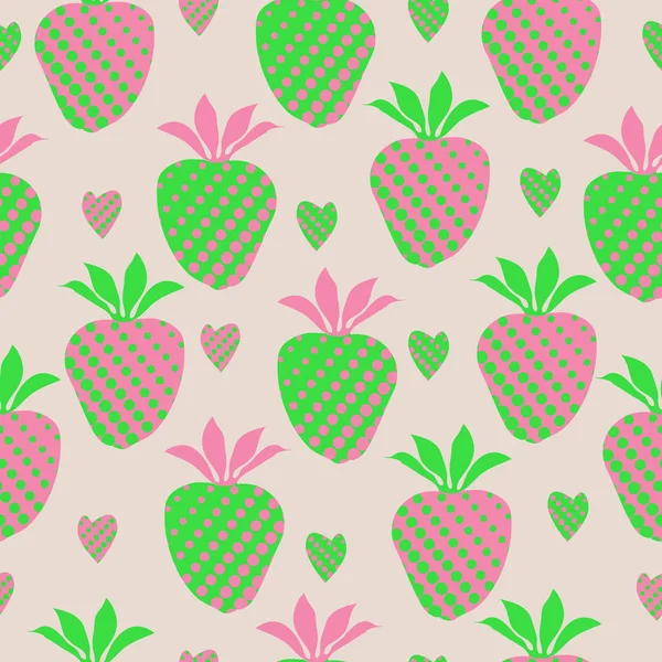 无缝图案与彩色草莓 — 图库矢量图片