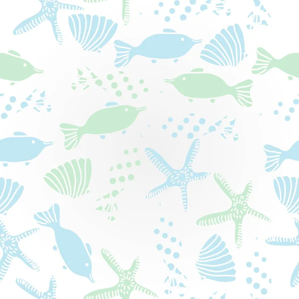 Seamless Pattern Abstract Simple Fishes — Stock Vector