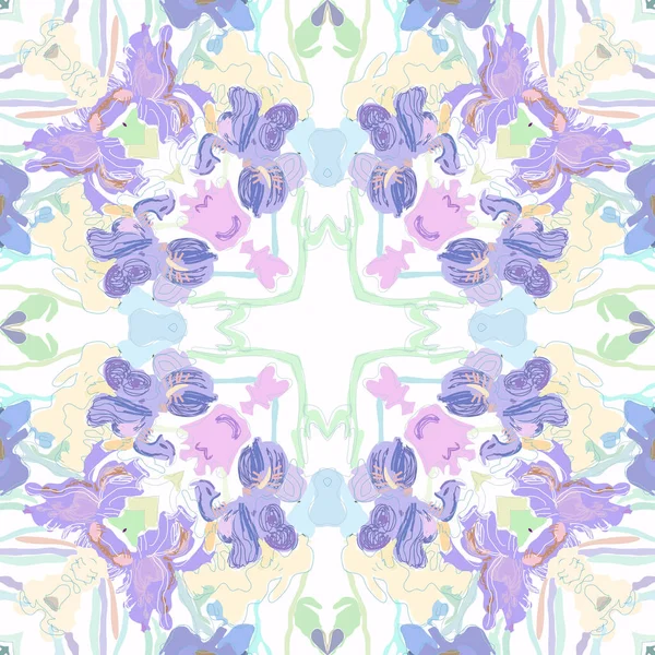 Modèle Circulaire Sans Couture Motif Floral Coloré — Image vectorielle