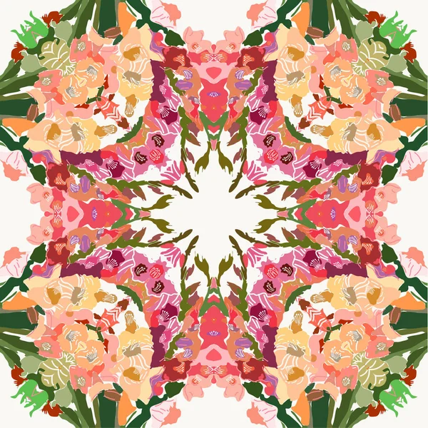 Kreisförmige Nahtlose Muster Von Farbigen Floralen Motiv — Stockvektor