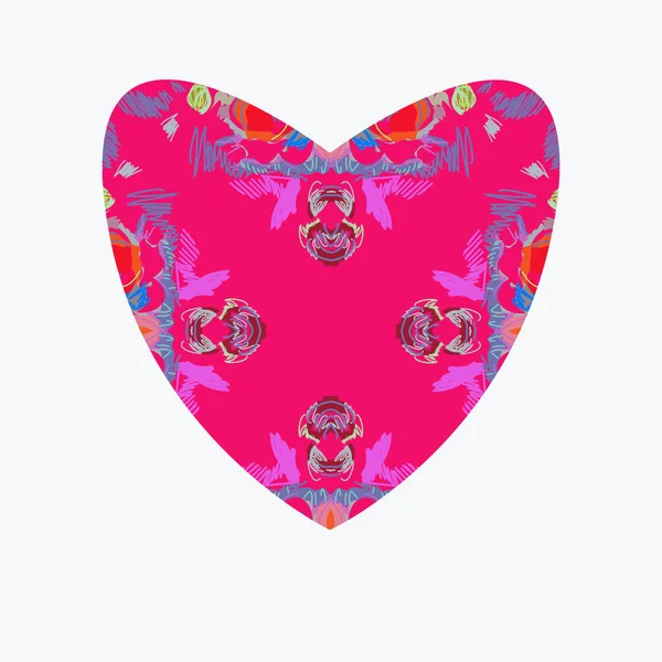 Ροζ Καρδιά Του Αγίου Βαλεντίνου Λευκό Φόντο Χειροποίητη — Διανυσματικό Αρχείο