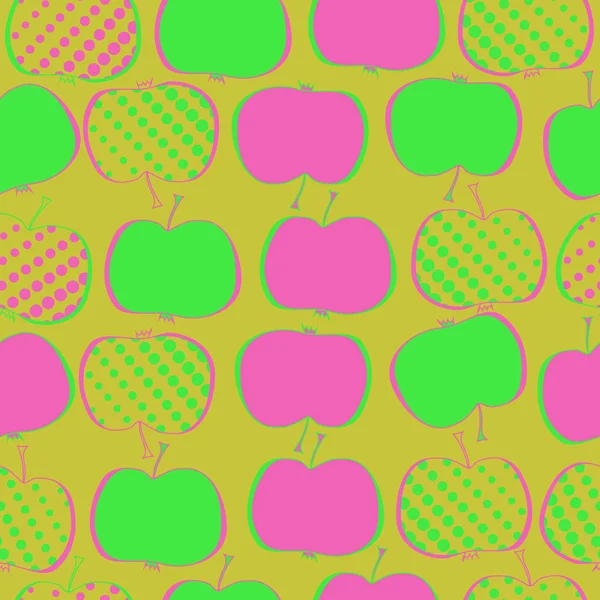 与彩色苹果无缝模式 — 图库矢量图片