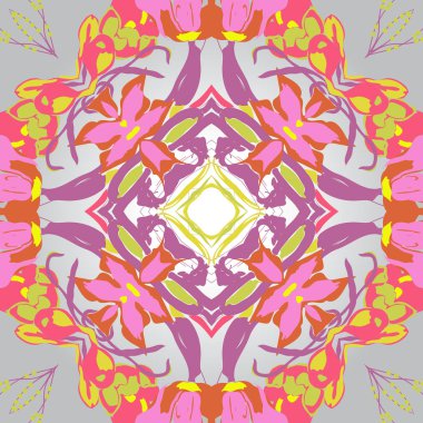 Çiçek motifinin dairesel dikişsiz deseni  