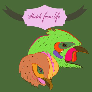 Soyut basit tavuk kafaları Dikişsiz desen