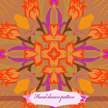 Çiçek motifi dairesel desenli kart, sadece vektör illüstrasyon