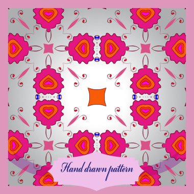 Çiçek dairesel motifkartı, dalları, dalları, elipsleri, etiket. 