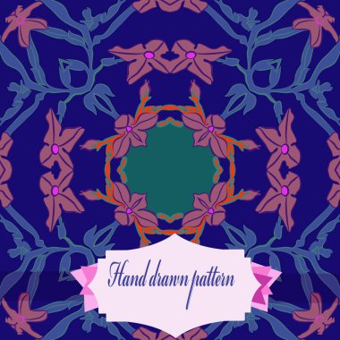 Çiçek motifi dairesel desenli kart, sadece vektör illüstrasyon