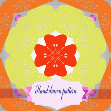 Renkli çiçek motifinin dairesel dikişsiz deseni