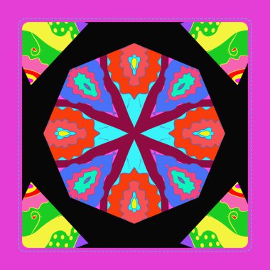 Çiçek dairesel desenli kart, sadece vektör illüstrasyon