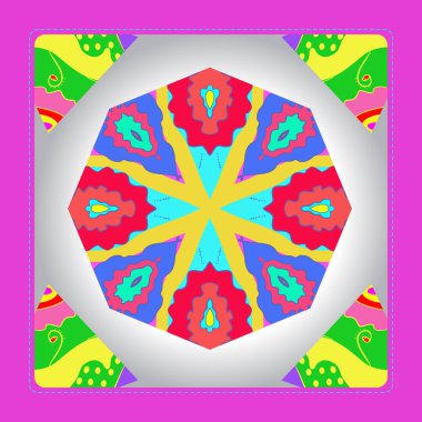 Çiçek dairesel desenli kart, sadece vektör illüstrasyon