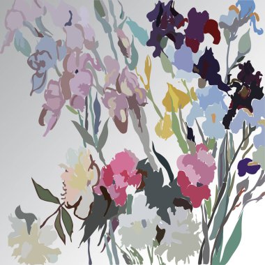 Soyut basit çiçekler ve yaprakları Dikişsiz desen