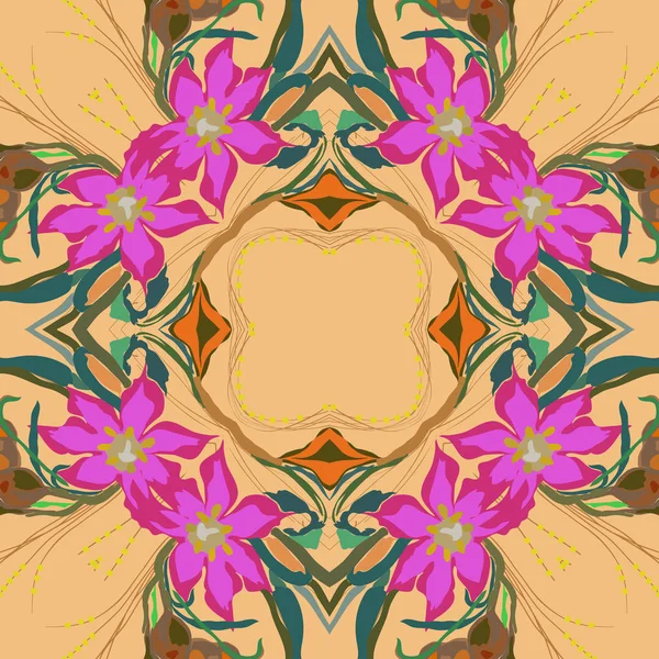 Çiçek motifi dairesel desenli kart, sadece vektör illüstrasyon