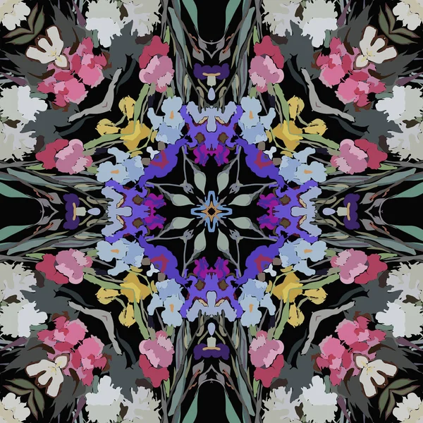 Çiçek motifleri dairesel dikişsiz desen, sadece vektör illüstrasyon