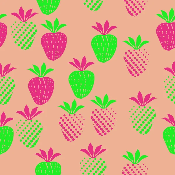 Patrón Sin Costuras Con Fresas Colores — Vector de stock