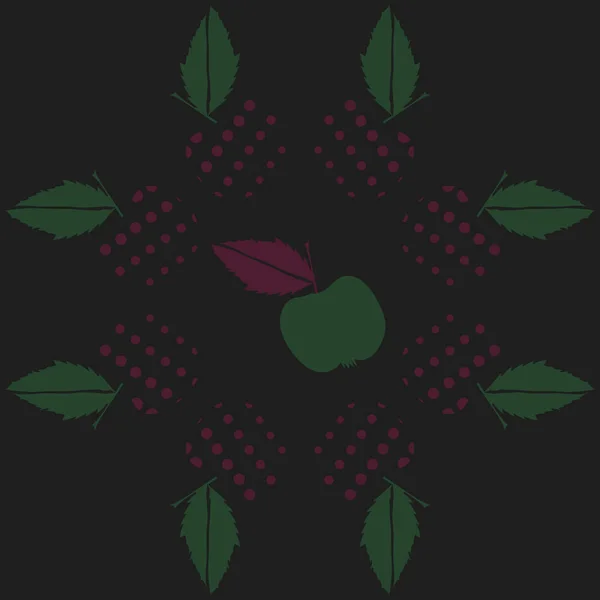 りんごと葉とのシームレスなパターン — ストックベクタ