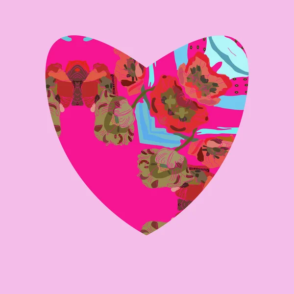 玫瑰色的情人节心在粉红色的背景 — 图库矢量图片