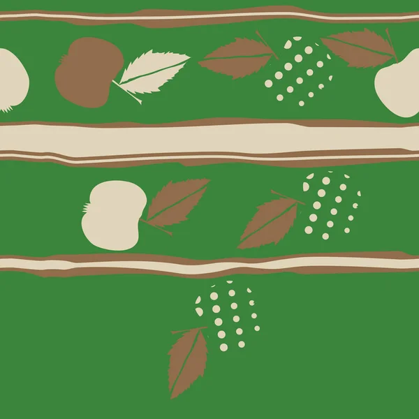 Бесшовный Узор Яркими Яблоками Листьями — стоковый вектор