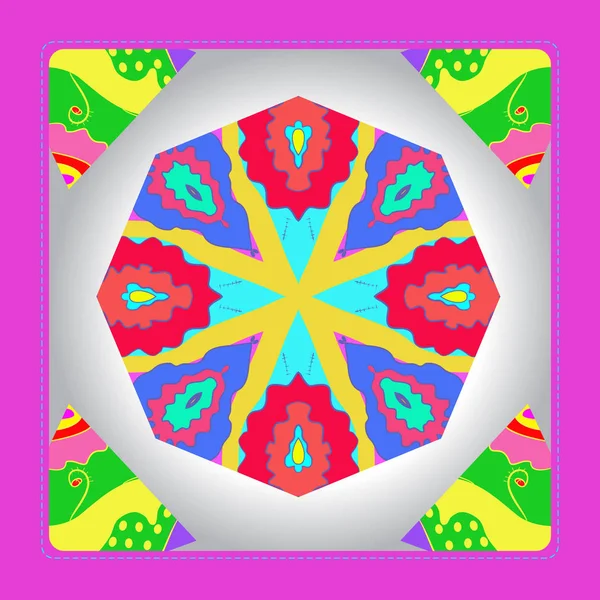 Çiçek dairesel desenli kart, sadece vektör illüstrasyon